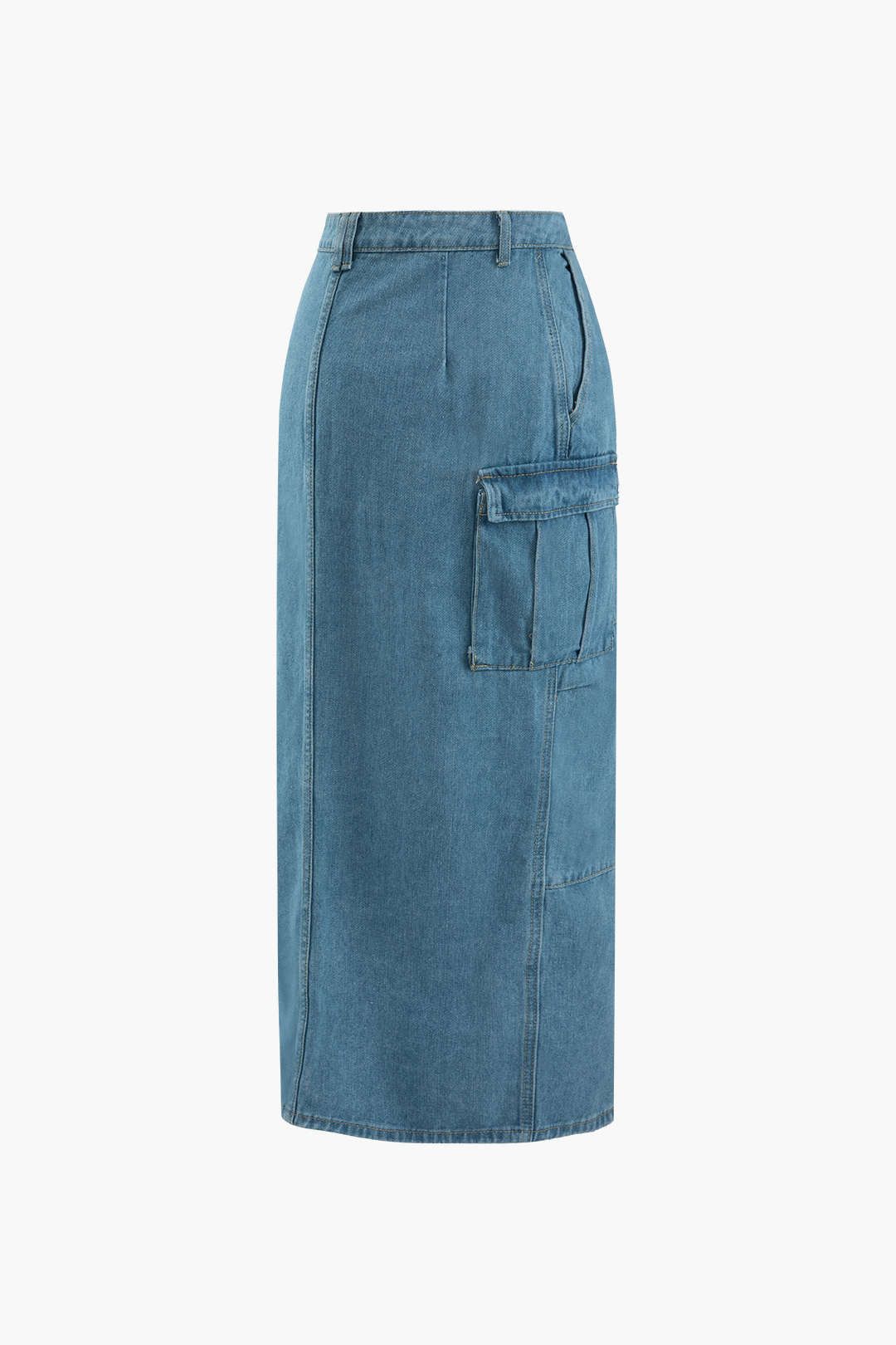 Flap Pocket Frayed Denim Slit Skirt sold by Micas product image thumbnail 2