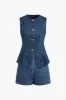 Denim Button Up Vest og Shorts Sæt sold by Micas