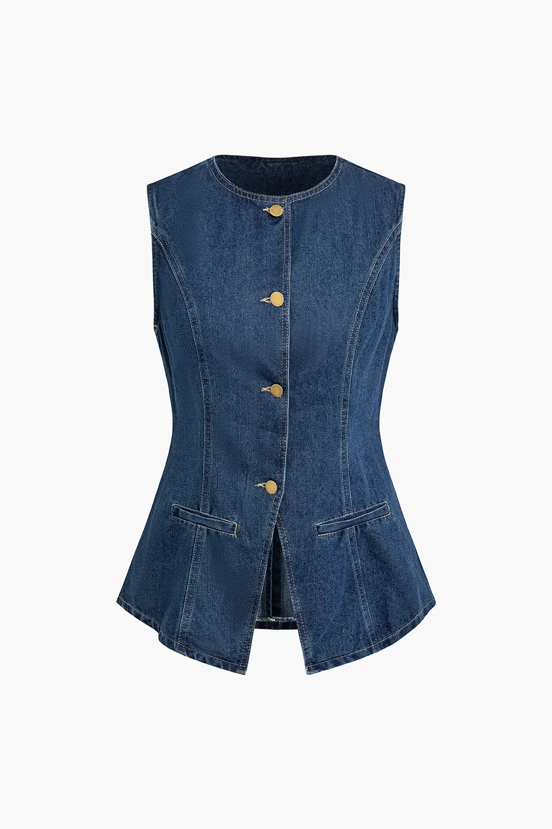 Denim Button Up Vest og Shorts Sæt sold by Micas product image thumbnail 5