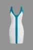 Kontrast V-hals strik mini kjole sold by Micas
