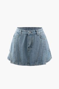 Contrast-Stitch Denim Shorts sold by Micas