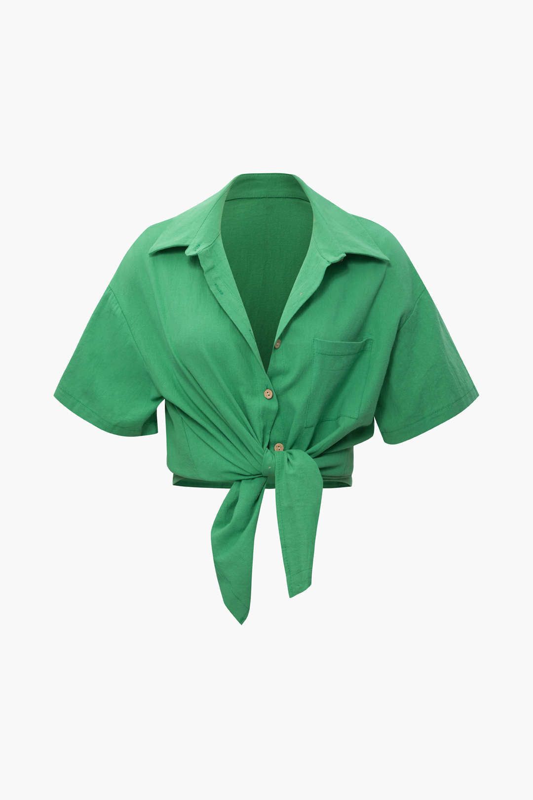 Short Sleeve Pocket Shirt And Elastic Waist Shorts Set sold by Micas product image thumbnail 2