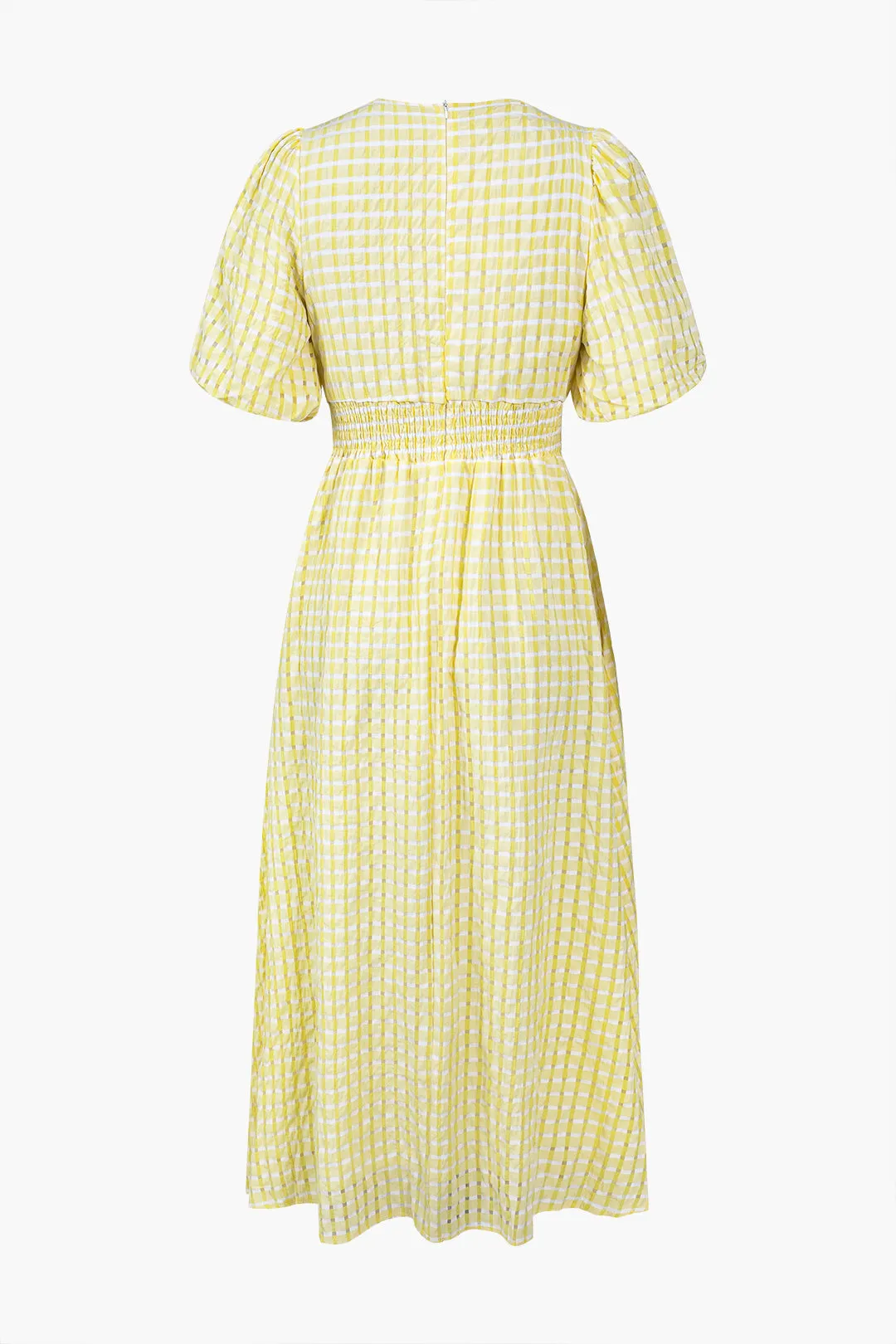 Button V-neck Puff Midi Dress sold by Micas product image thumbnail 2