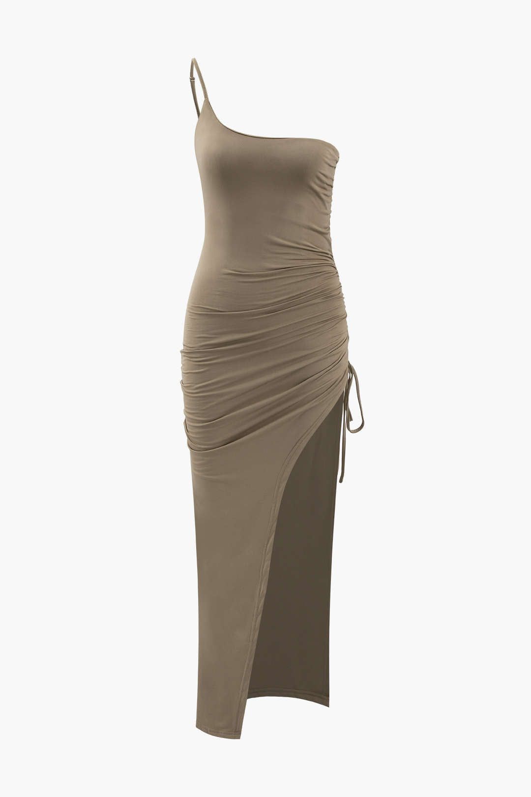 One Shoulder Ruched Drawstring Sit Maxi Dress sold by Micas