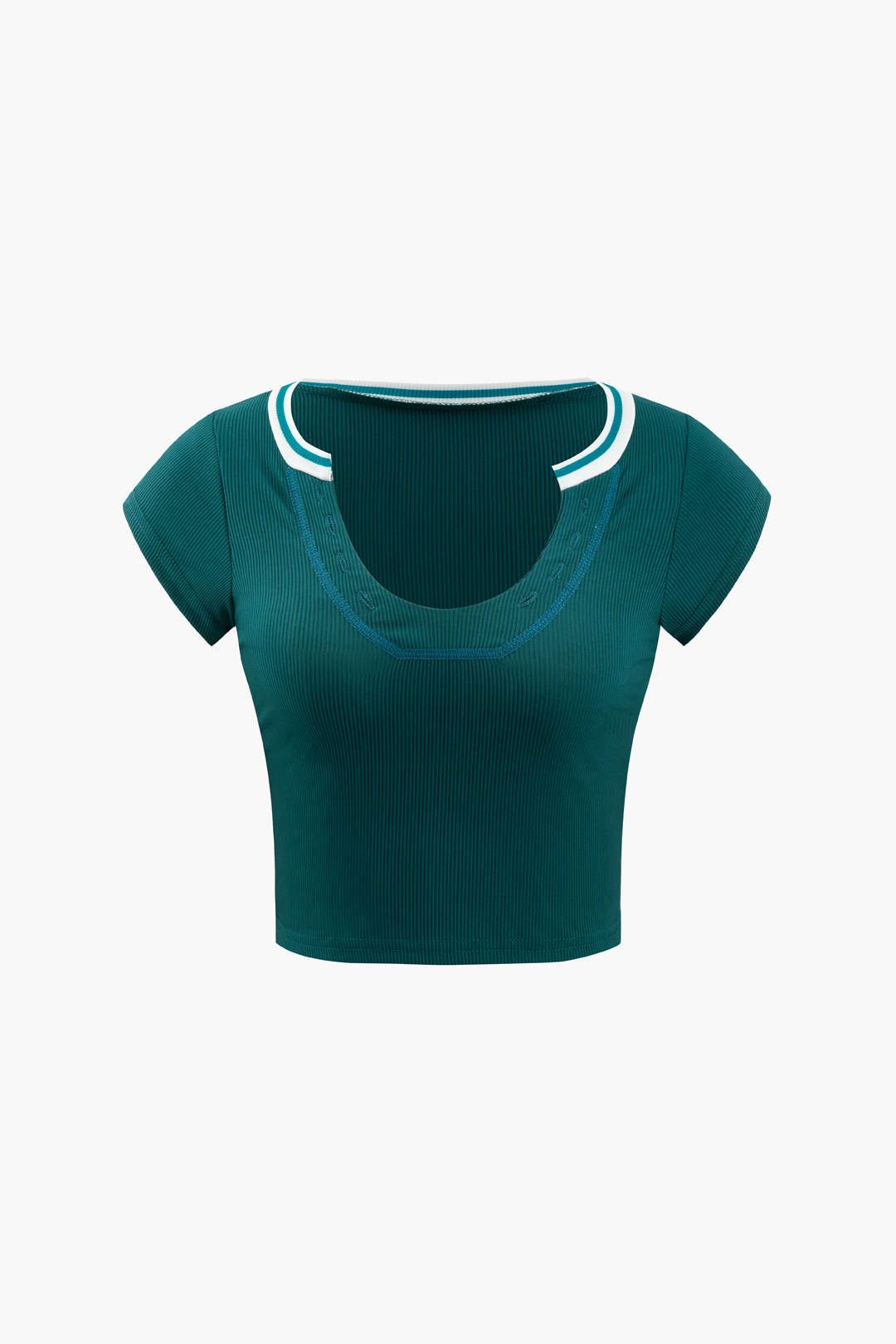 V-neck Ribbed Crop T-Shirt sold by Micas