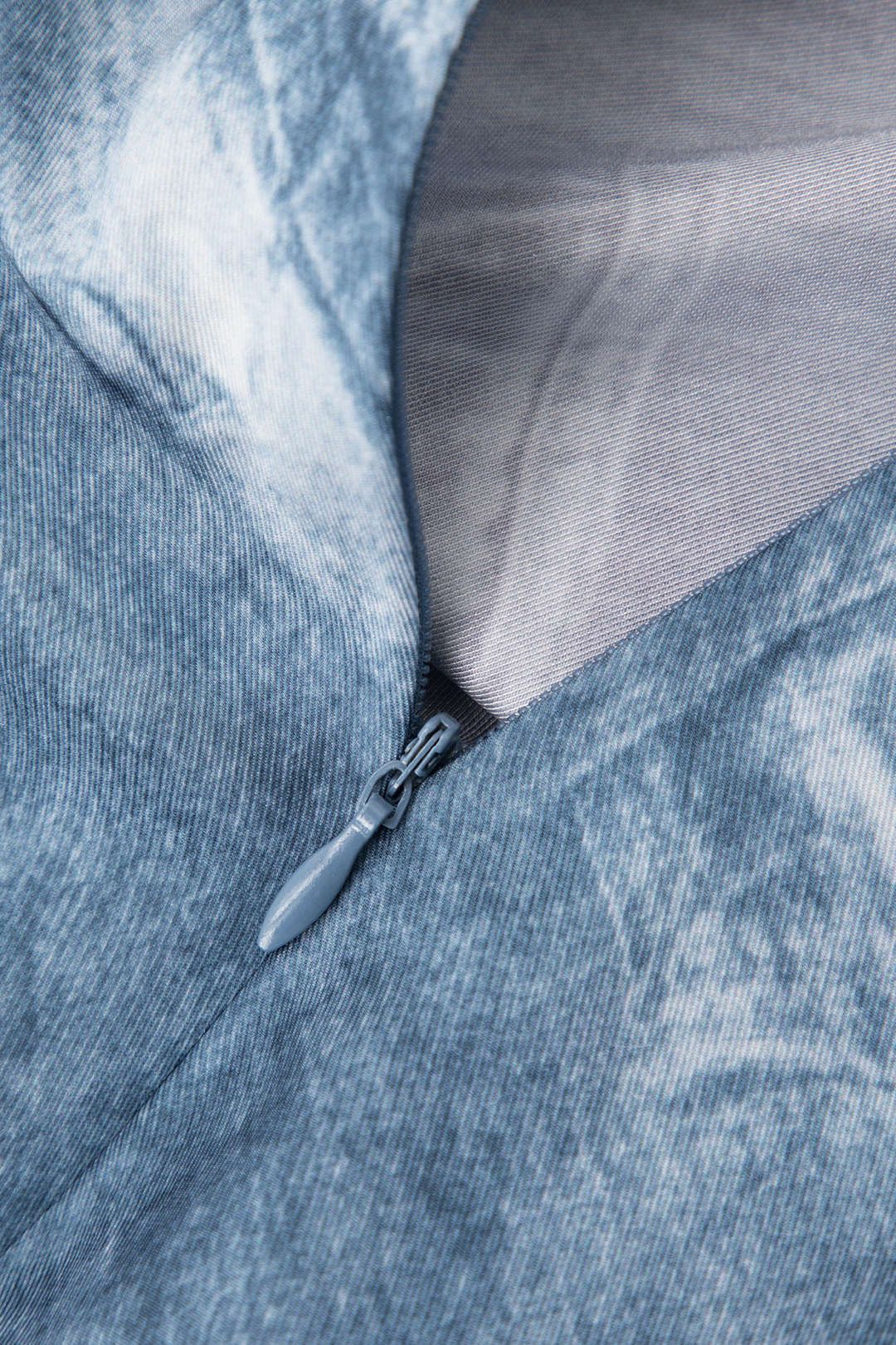 Denim Print V-neck Backless Midi Dress sold by Micas product image thumbnail 4