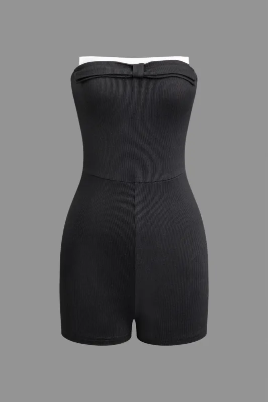 Patchwork Strapless Romper sold by Micas
