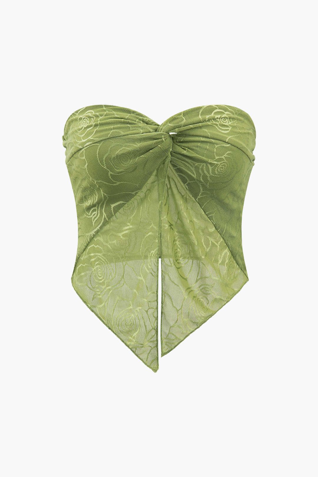 Embroidery Mesh Twist Tube Top sold by Micas