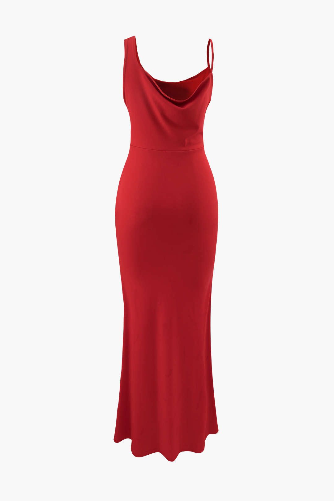 Asymmetric Shoulder Cowl Neck Maxi Dress sold by Micas product image thumbnail 2