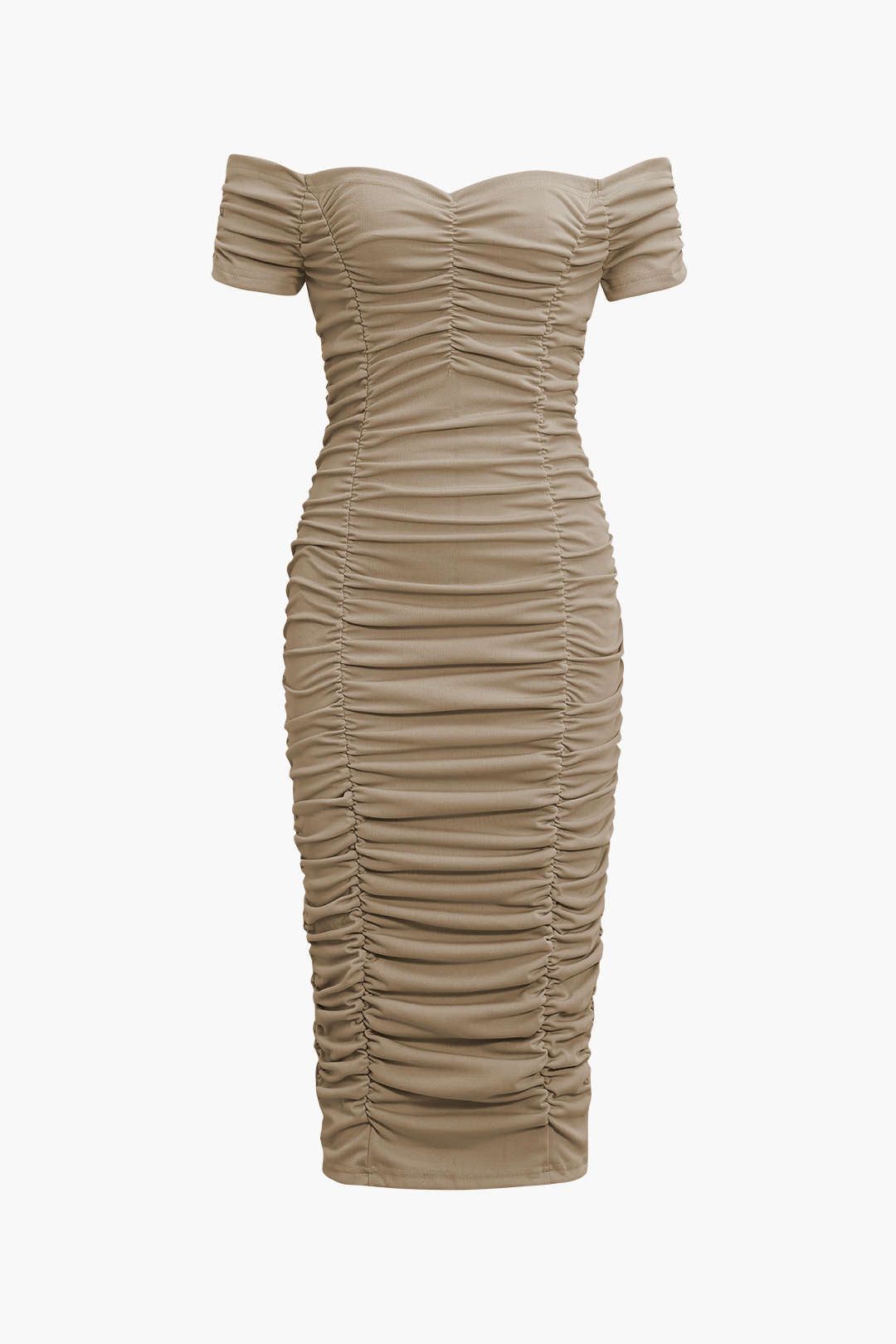 Off The Shoulder Ruched Bodycon Midi Dress sold by Micas product image thumbnail 7