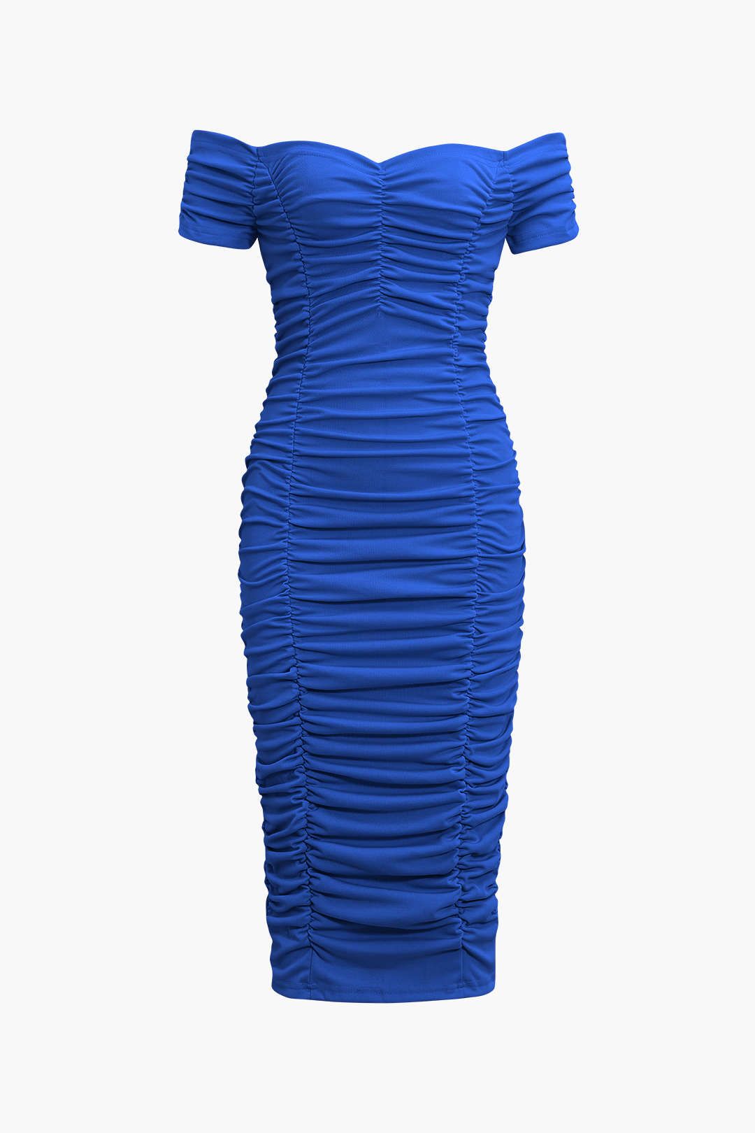 Off The Shoulder Ruched Bodycon Midi Dress sold by Micas product image thumbnail 4