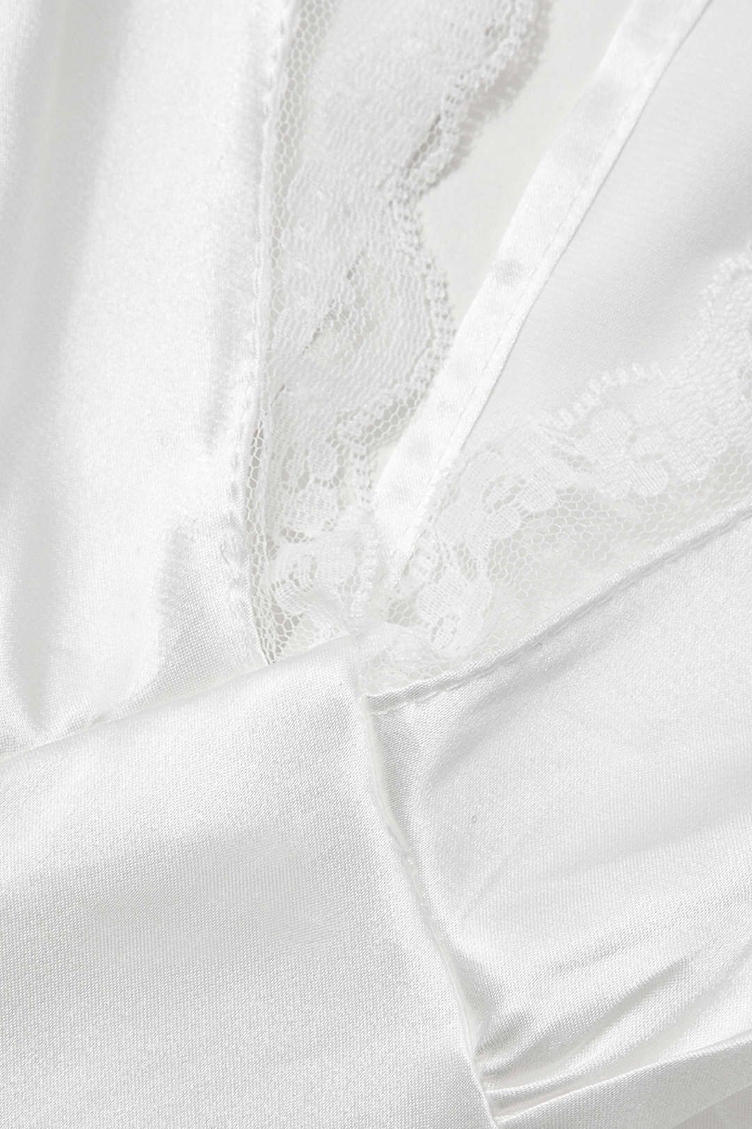 Satin V-neck Lace Trim Tie Back Top And Mini Skirt Set sold by Micas product image thumbnail 8