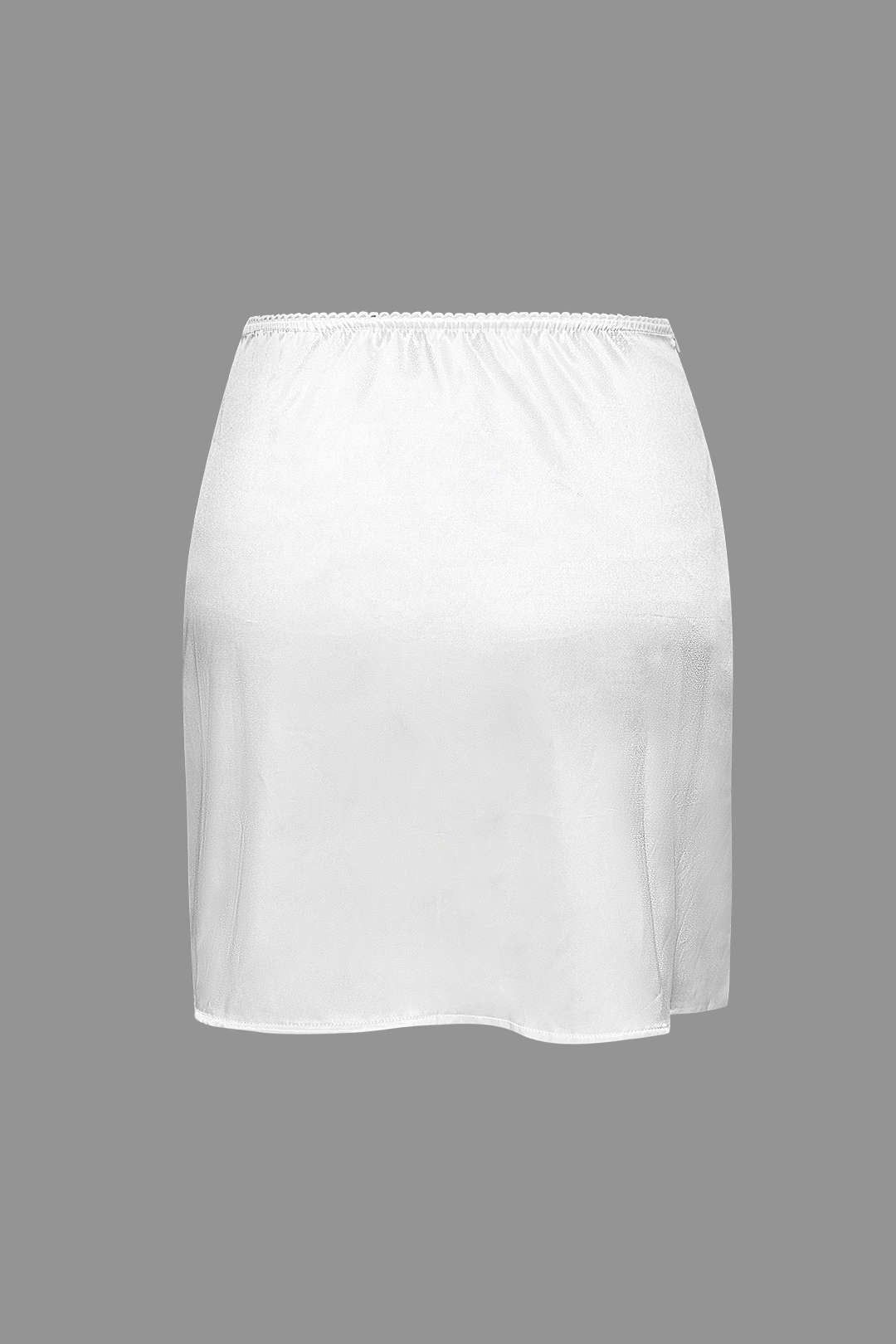 Satin V-neck Lace Trim Tie Back Top And Mini Skirt Set sold by Micas product image thumbnail 7