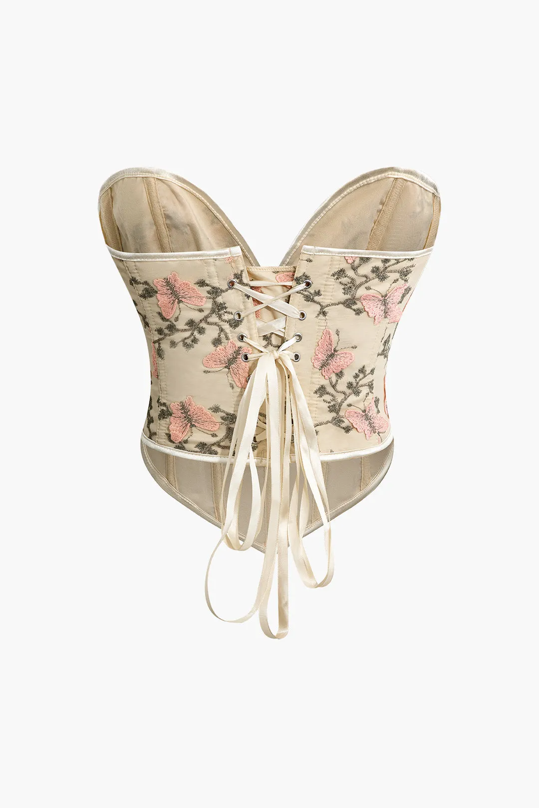 Butterfly Embroidered Braided Tie Corset Top sold by Micas product image thumbnail 2