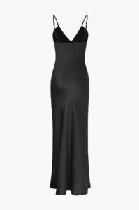 V-neck Rhinestone Detail Satin Maxi Dress sold by Micas