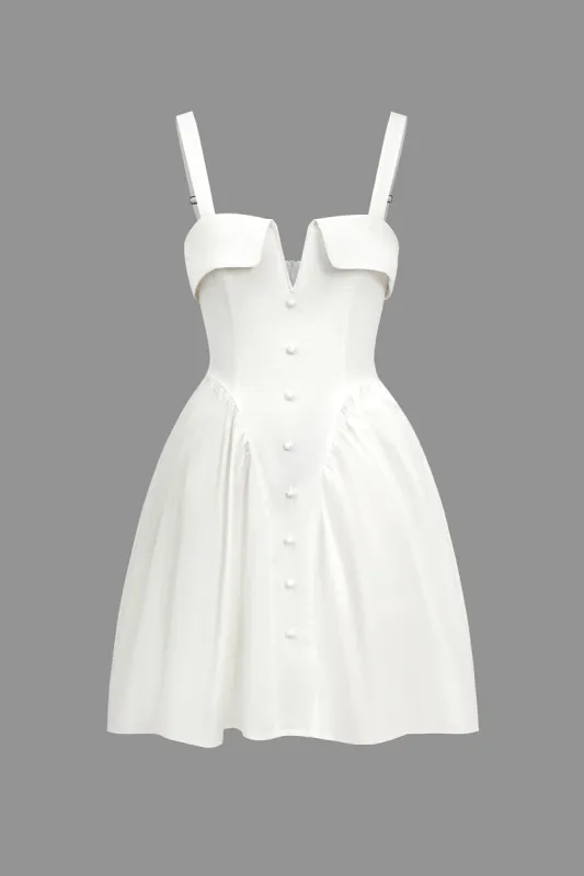 Solid V-hals A Line Slip Mini Kjole sold by Micas
