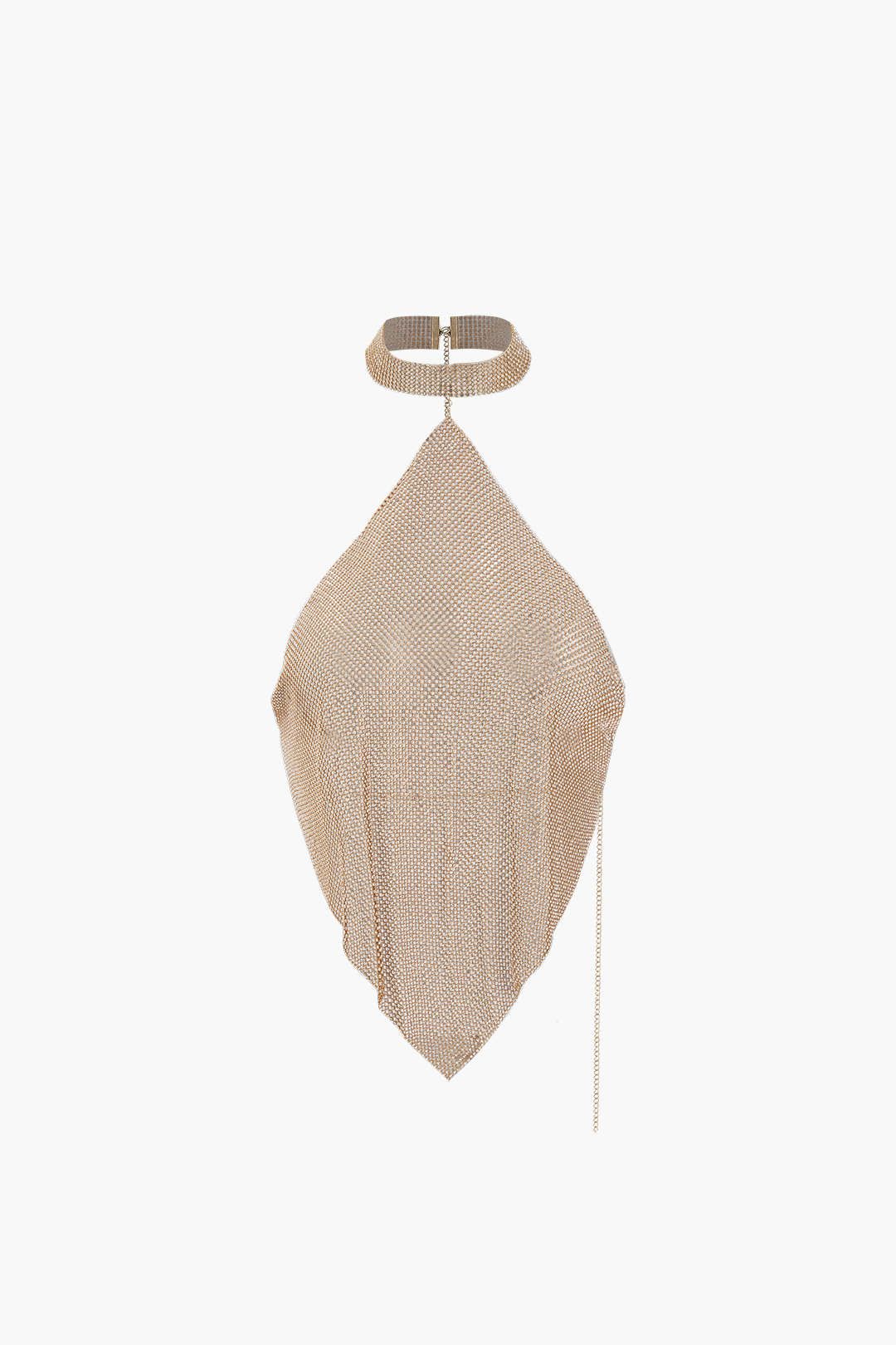 Chainmail V-hem Halter Top sold by Micas