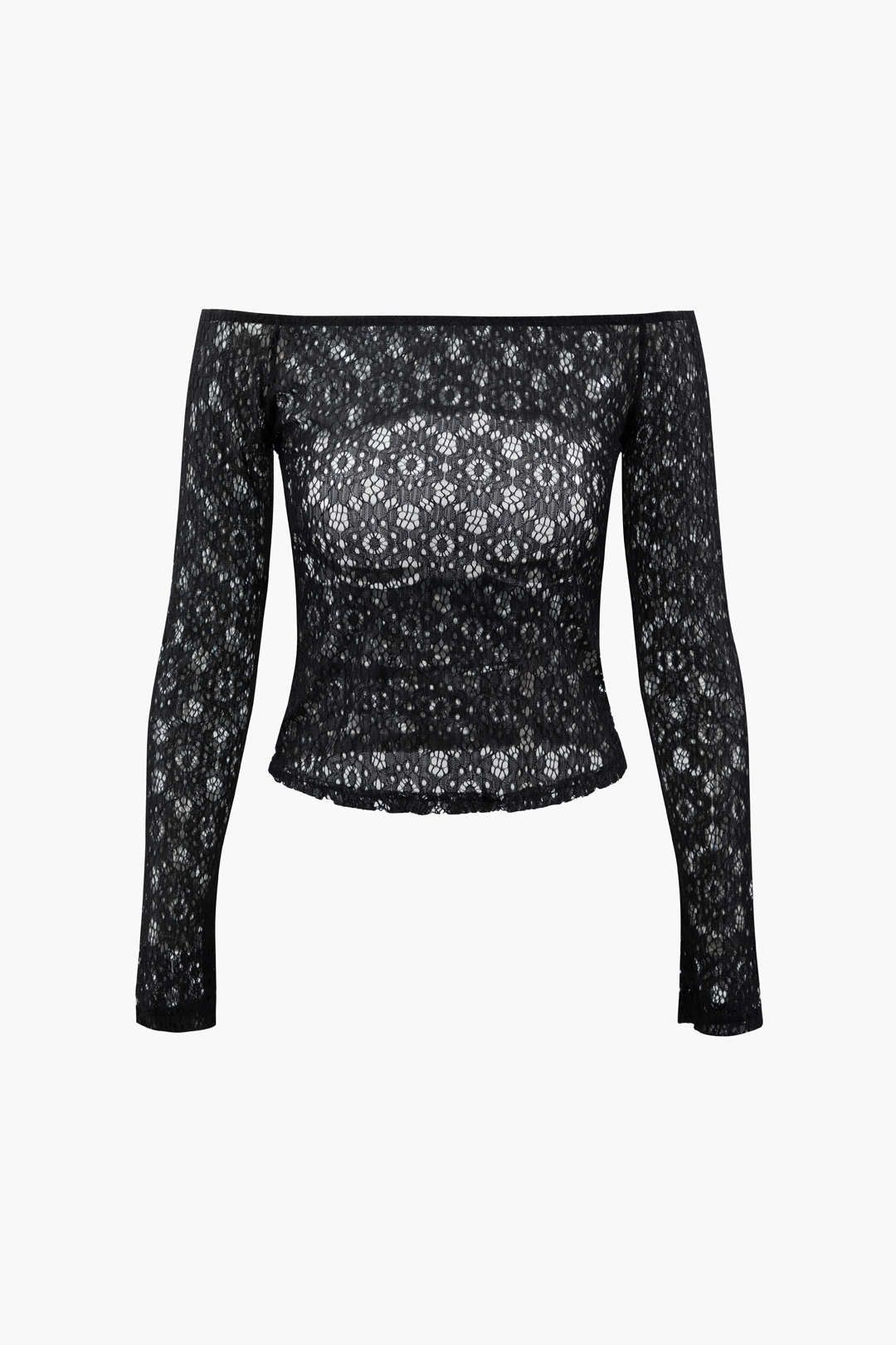 Openwork Knit Off The Shoulder Top sold by Micas