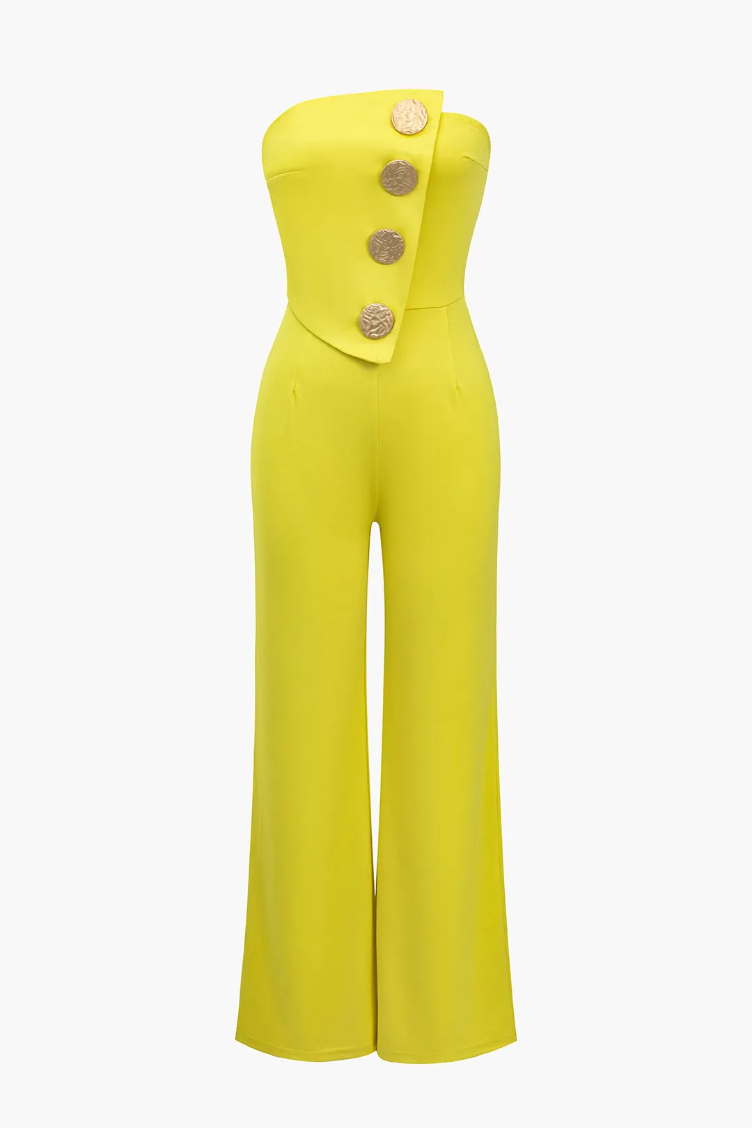 Asymmetrisk jumpsuit med solid knap sold by Micas