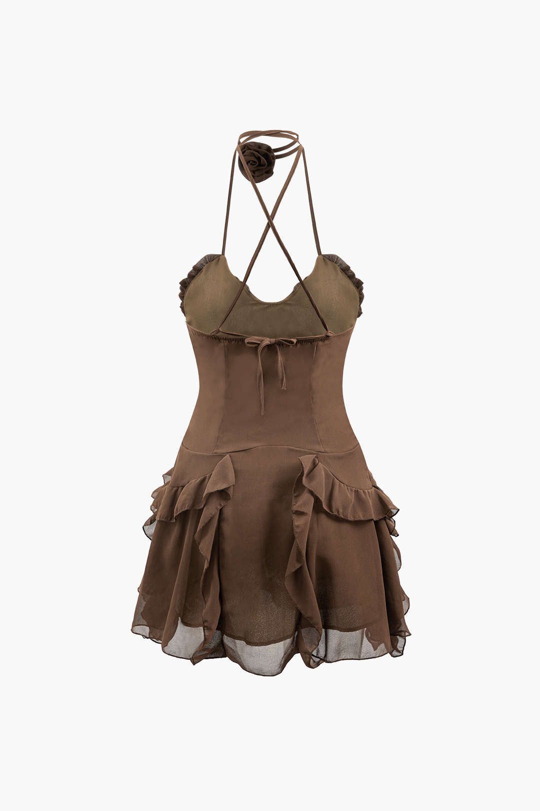Rose Ruffle Halter Mini Dress sold by Micas product image thumbnail 2