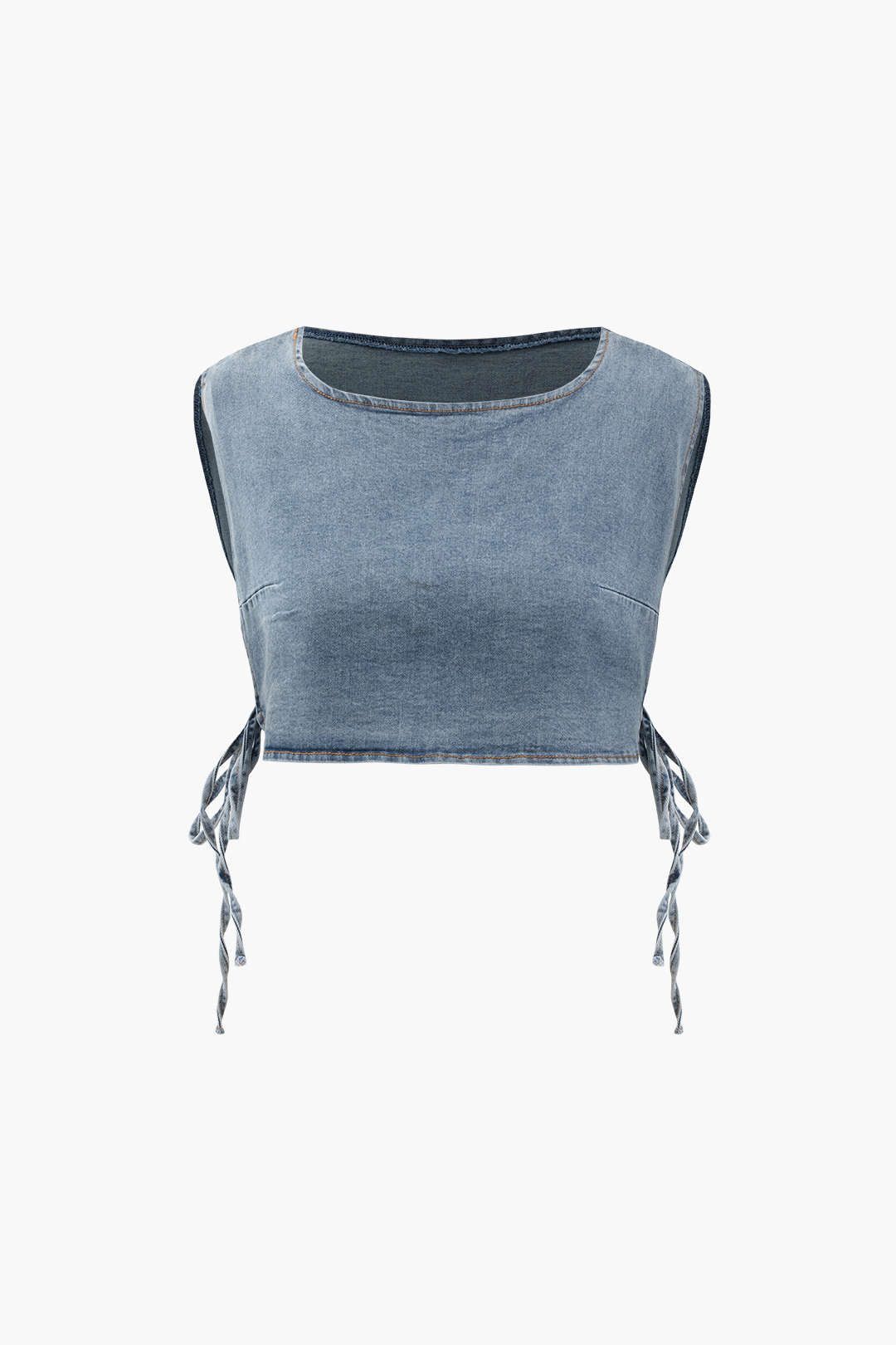 Denim Side Tie Tank Top And Wrap Mini Skirt Set sold by Micas product image thumbnail 2