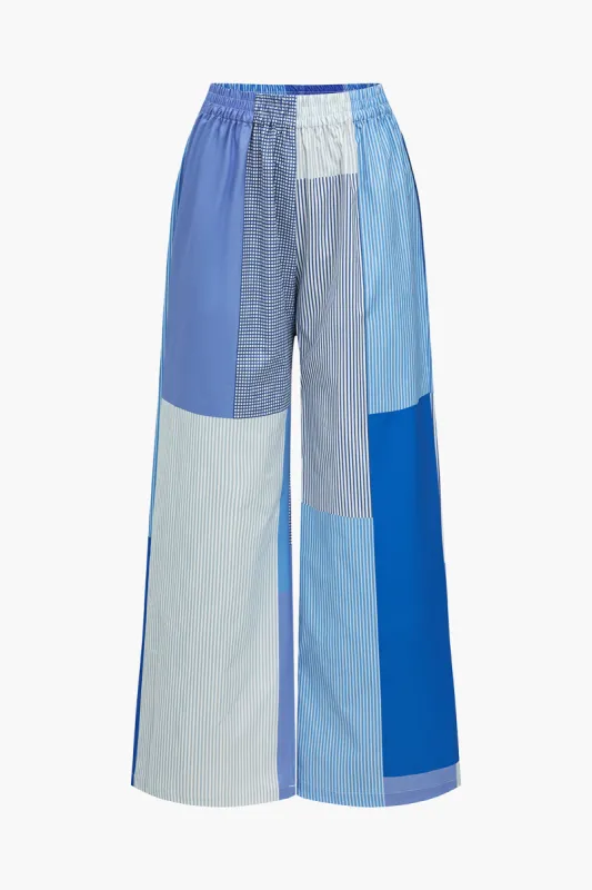 Stripe print elastiske bukser sold by Micas