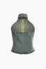 Belt Neck Zip-Up Denim Vest sold by Micas
