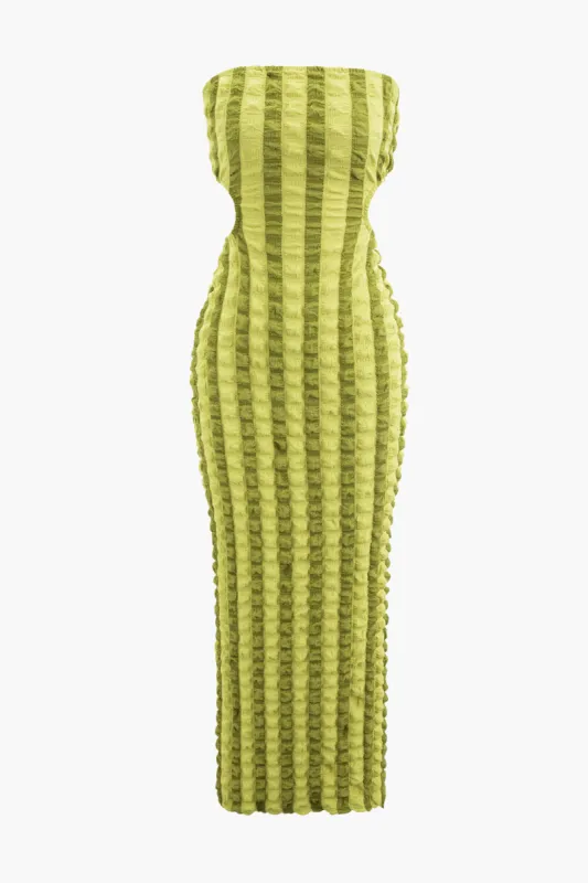 Solid Textured Cut Out Strapless Maxi Dress sold by Micas