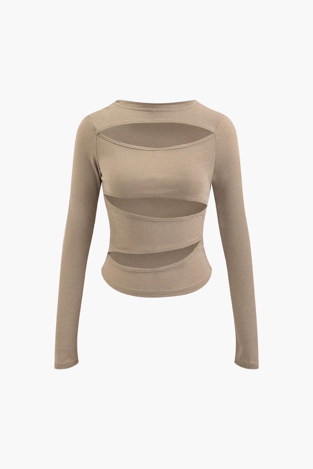 Crew Neck Cut Out Long Sleeve Top sold by Micas