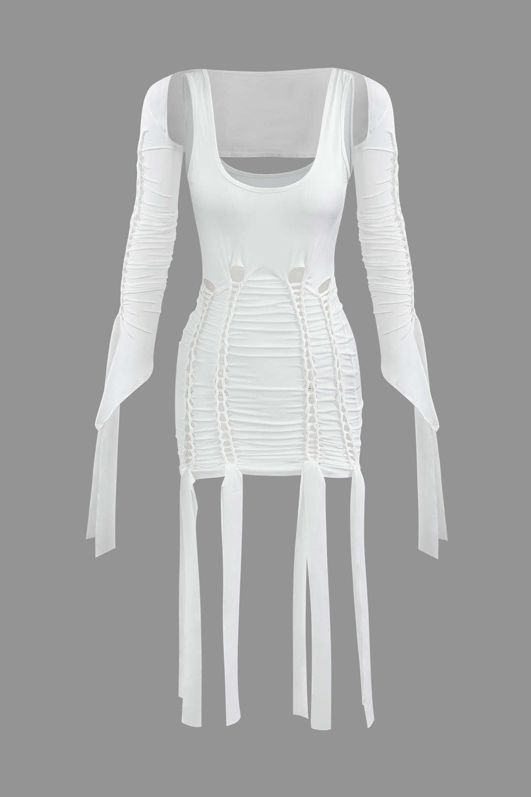 U-neck Braided Cut Out Mini Dress And Shrug Set sold by Micas