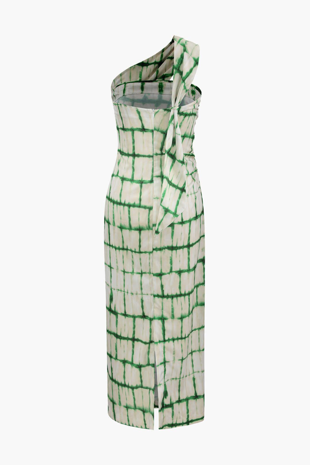 Checkered Asymmetric Satin Midi Dress sold by Micas product image thumbnail 2