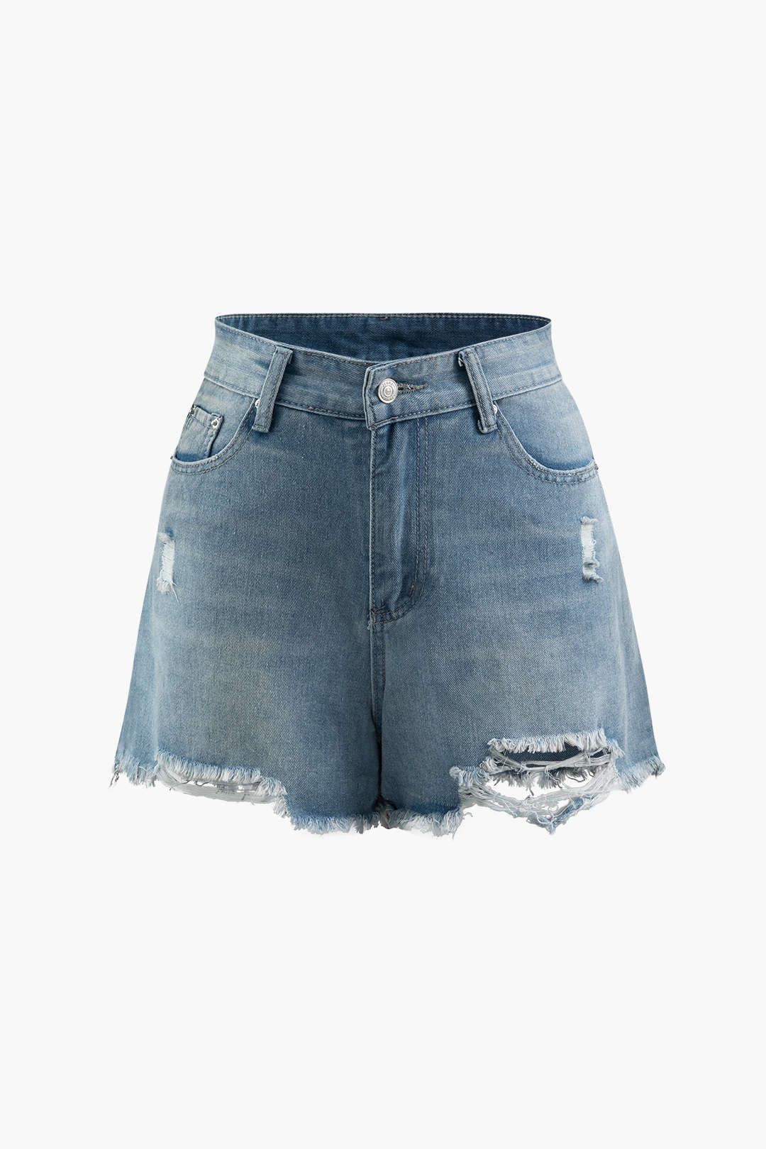 Frayed Hem Denim Shorts sold by Micas