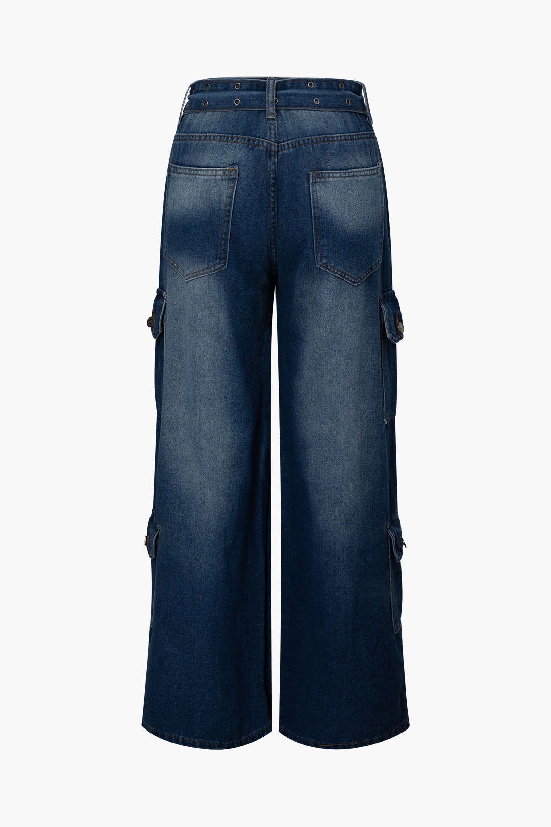 Multi-pocket Belted Wide Leg Cargo Jeans sold by Micas product image thumbnail 2