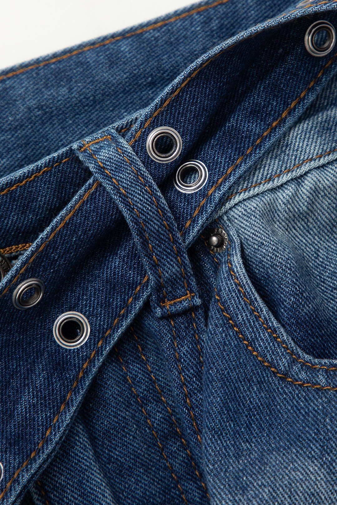 Multi-pocket Belted Wide Leg Cargo Jeans sold by Micas product image thumbnail 3