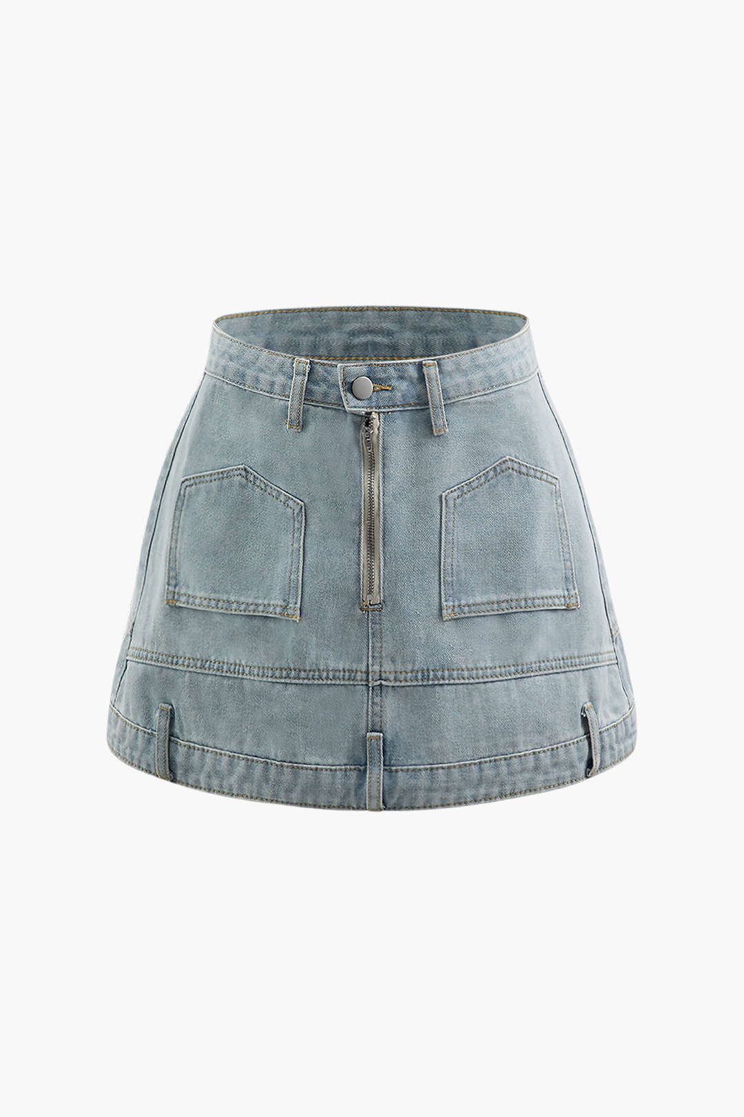 Double Waist Denim Mini Skirt sold by Micas