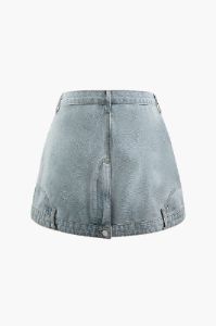Double Waist Denim Mini Skirt sold by Micas