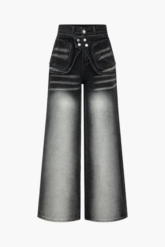Falmet lomme med høj talje brede ben jeans sold by Micas