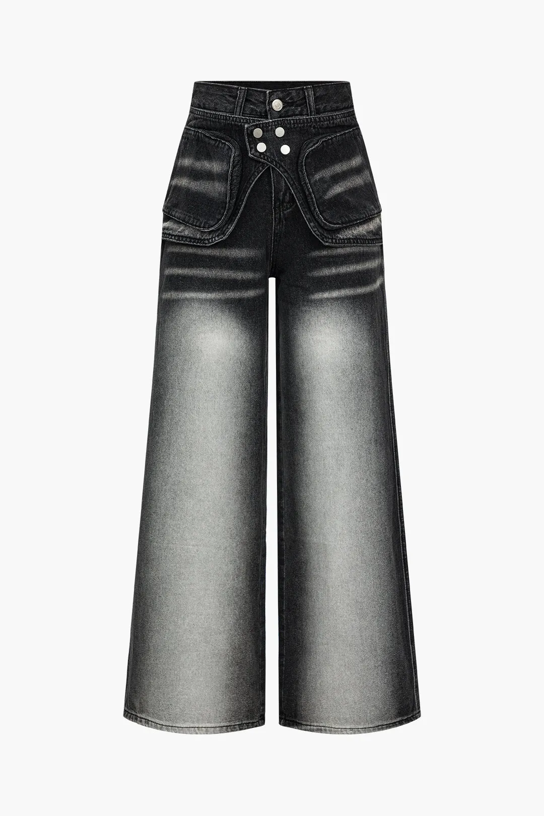 Falmet lomme med høj talje brede ben jeans sold by Micas