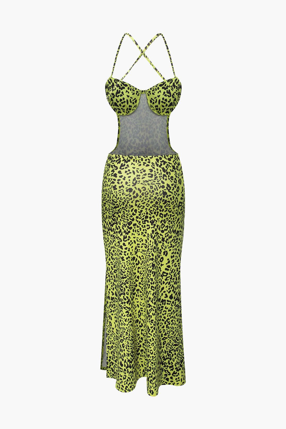 Leopard Print Backless Slit Maxi Dress sold by Micas product image thumbnail 2