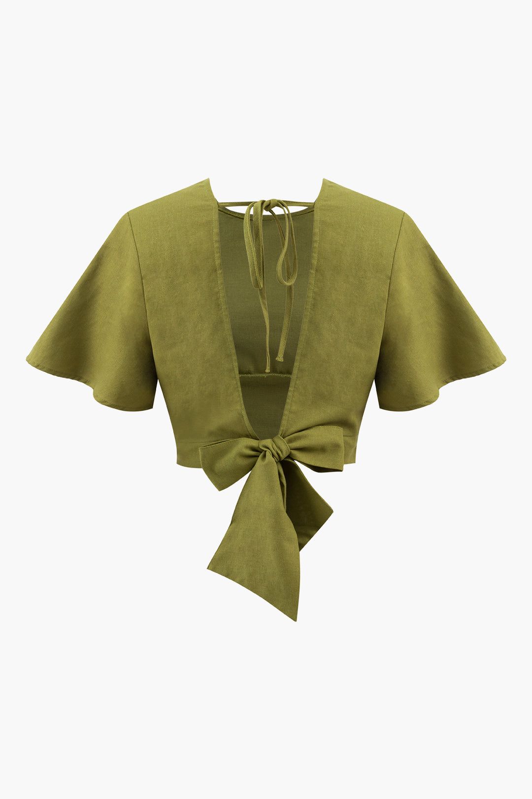 Tie Back Linen Crop Blouse sold by Micas product image thumbnail 2