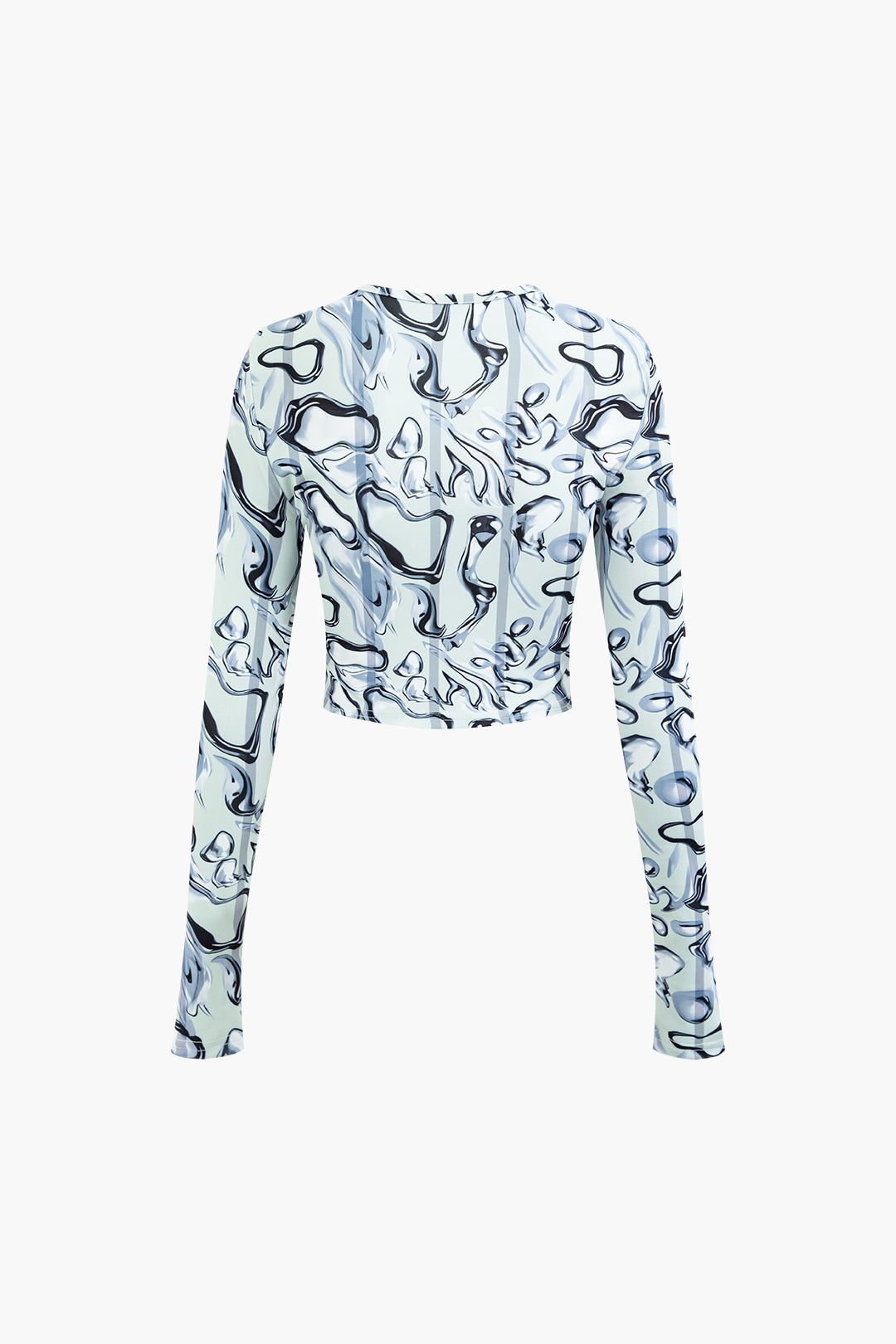Printed Crew Neck Long Sleeve Crop Top sold by Micas product image thumbnail 2