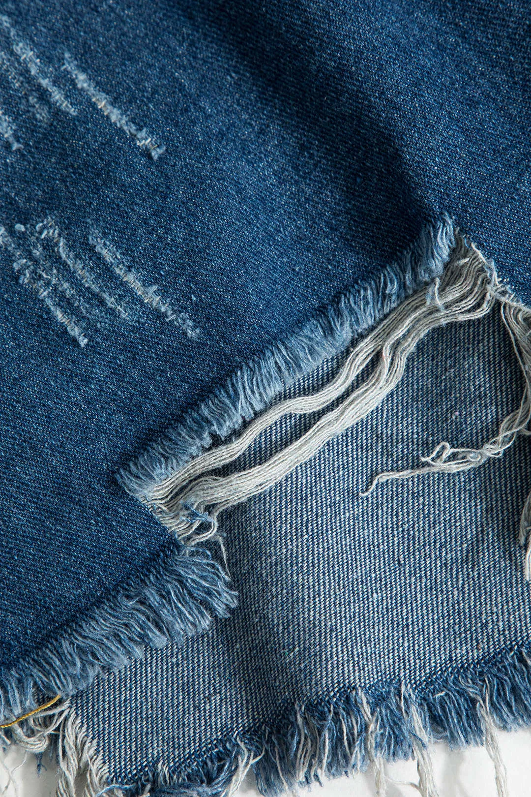 High Waist Fringe Pocket Ripped Denim Shorts sold by Micas product image thumbnail 3