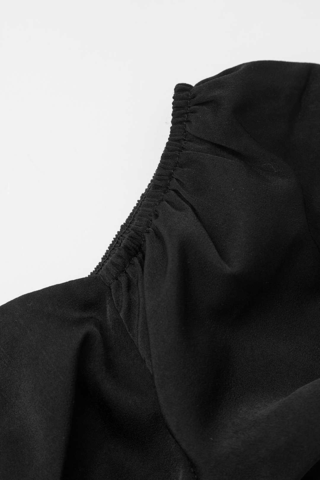 Off-Shoulder Satin Ruched Bust Slit Maxi Dress sold by Micas product image thumbnail 4