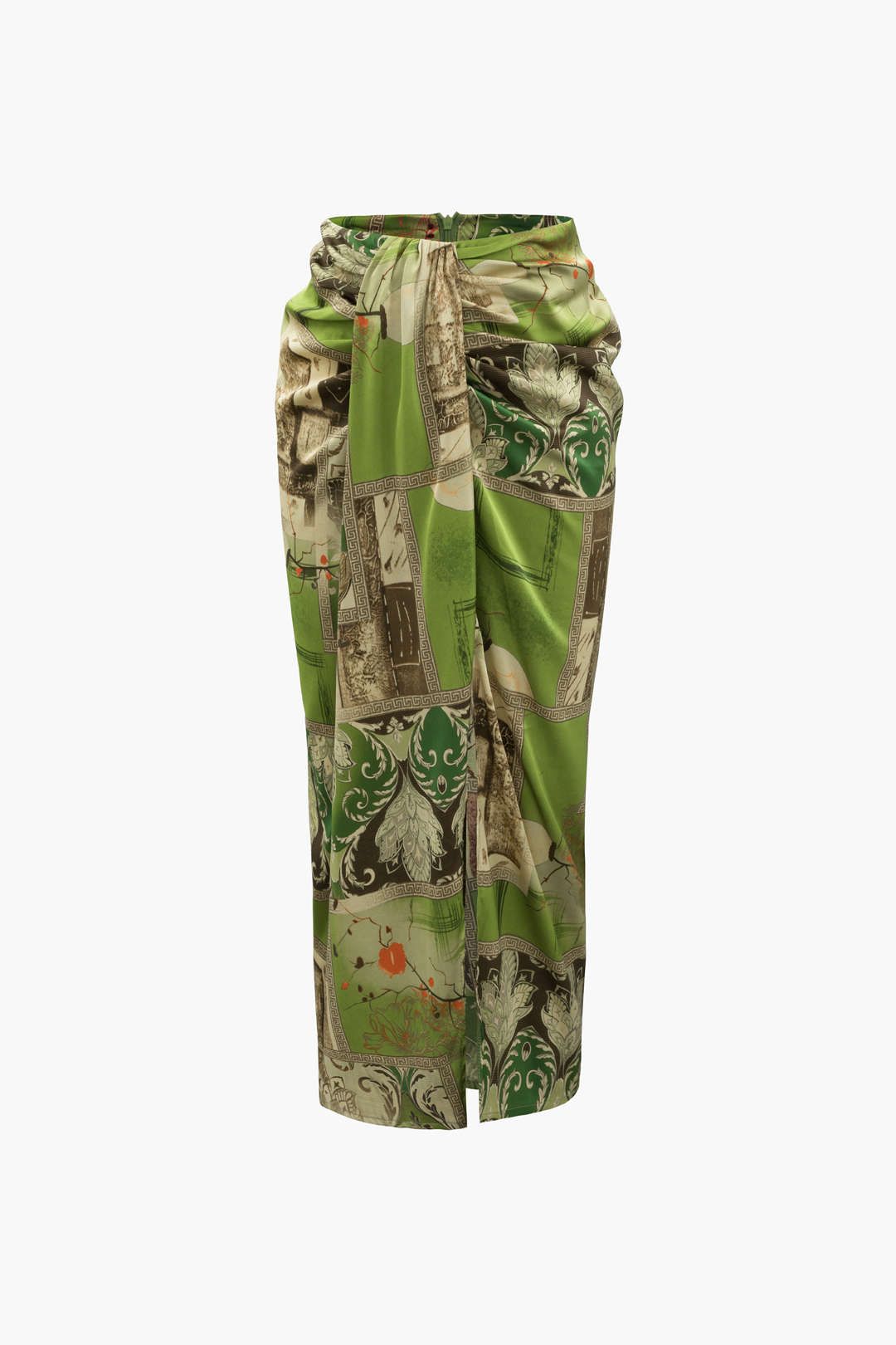 Floral Print Satin Midi Skirt sold by Micas