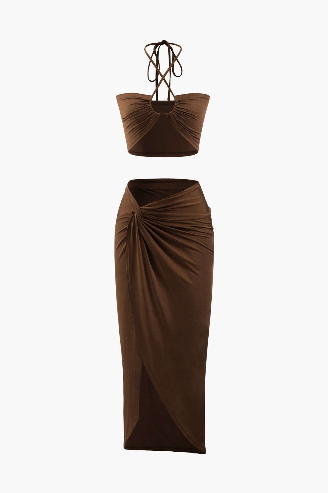 Halter Top And Twist Wrap Skirt Set sold by Micas