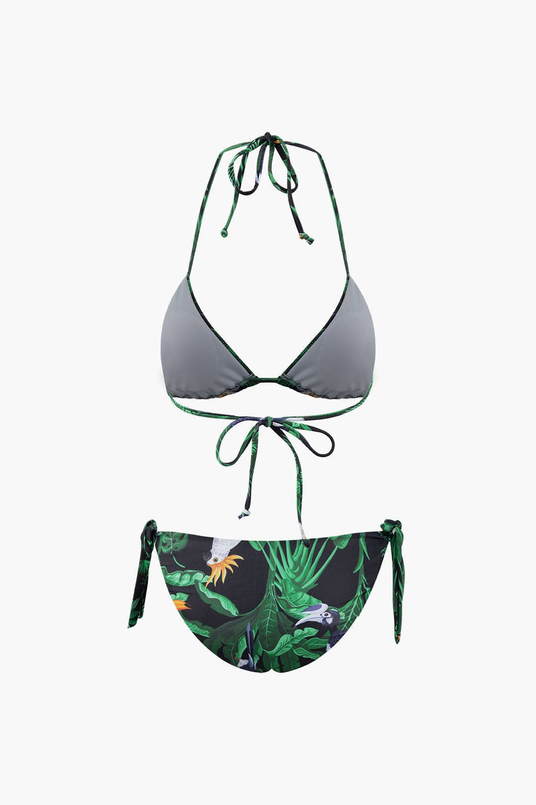 Tropical Print Halter Tie Bikini Swimsuit Set And Cover-up sold by Micas product image thumbnail 4