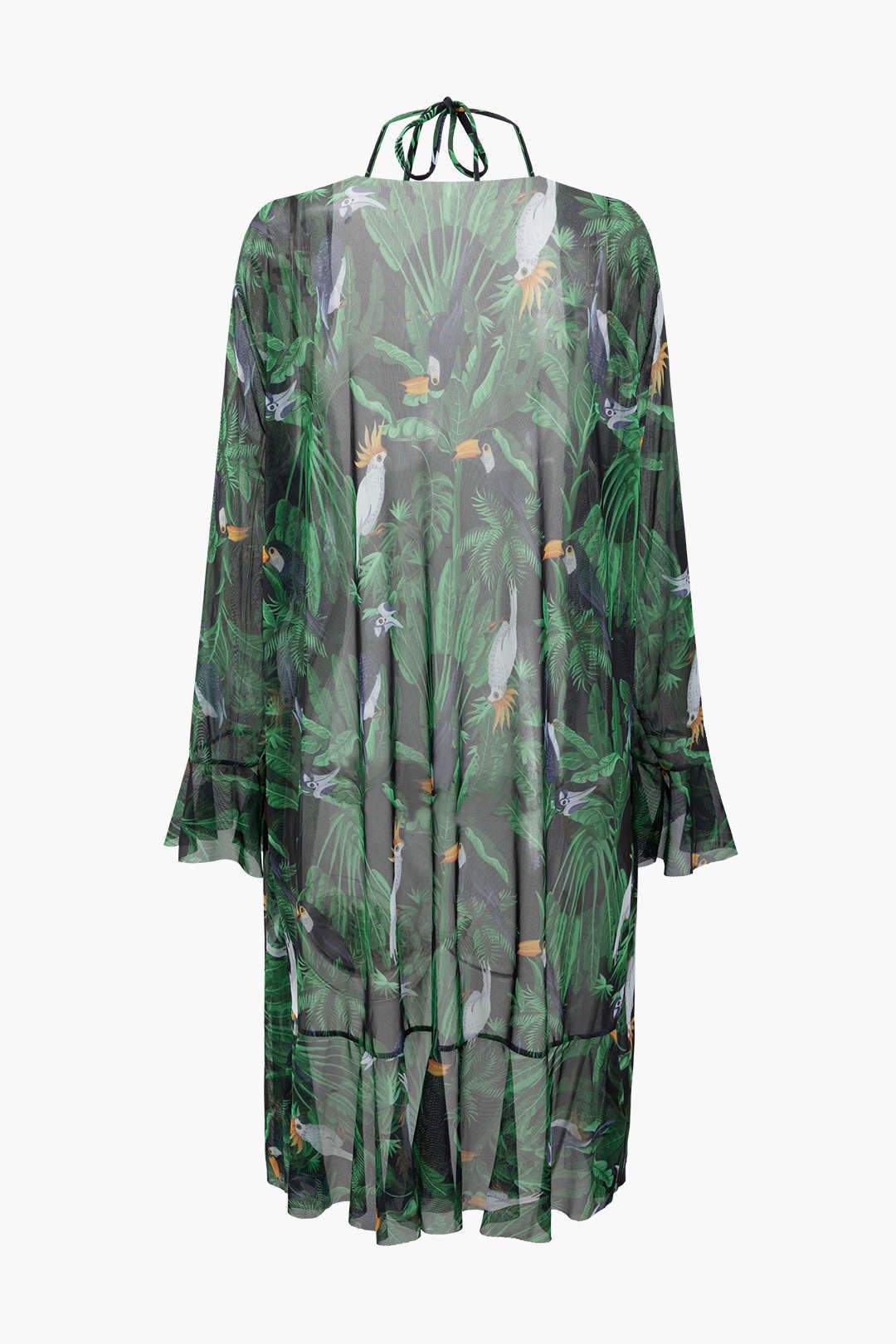 Tropical Print Halter Tie Bikini Swimsuit Set And Cover-up sold by Micas product image thumbnail 3