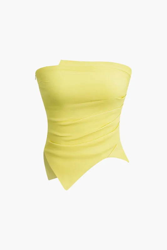 Ruched Asymmetrisk Crop Tube Top sold by Micas