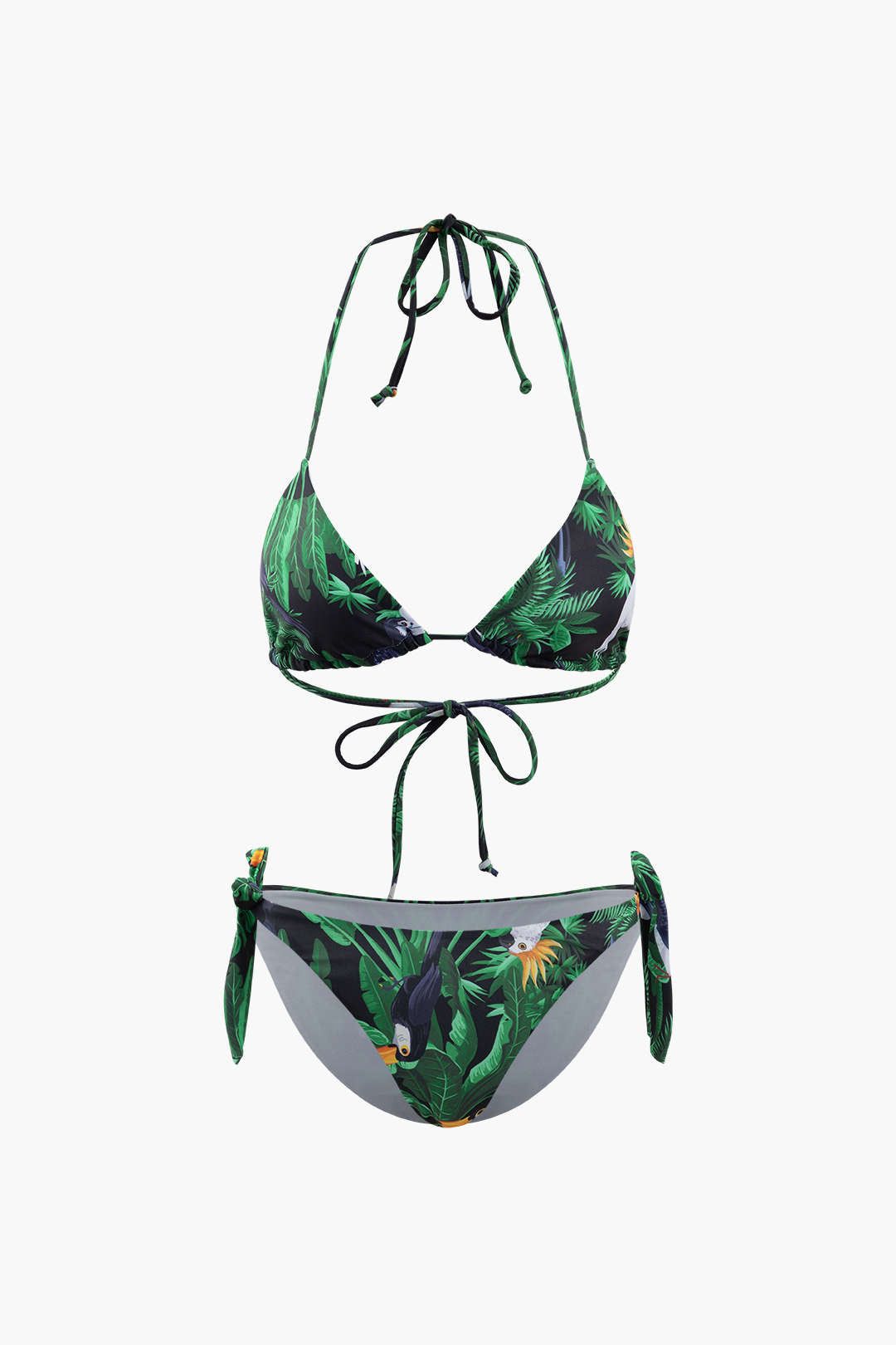 Tropical Print Halter Tie Bikini Swimsuit Set And Cover-up sold by Micas product image thumbnail 2