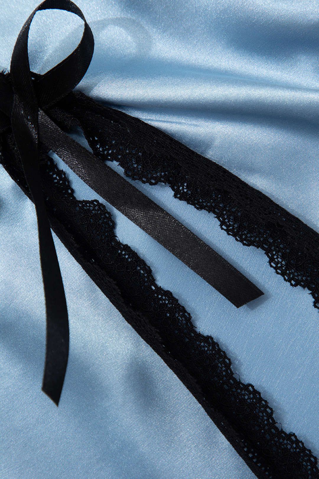 V-neck Cross Back Lace Paneled Satin Mini Dress sold by Micas product image thumbnail 5